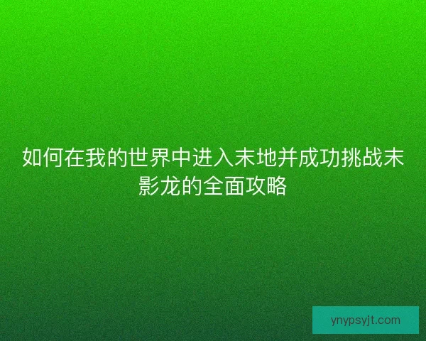 如何在我的世界中进入末地并成功挑战末影龙的全面攻略