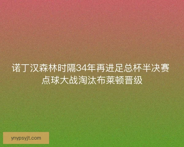 诺丁汉森林时隔34年再进足总杯半决赛 点球大战淘汰布莱顿晋级