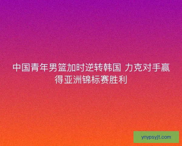 中国青年男篮加时逆转韩国 力克对手赢得亚洲锦标赛胜利 中国青年男篮加时逆转韩国 力克对手赢得亚洲锦标赛胜利