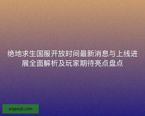 绝地求生国服开放时间最新消息与上线进展全面解析及玩家期待亮点盘点
